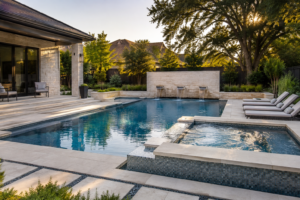 Sample modern pool and spa project in a DFW backyard