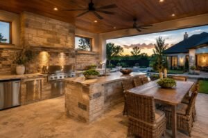 Sample covered outdoor kitchen project in a DFW backyard