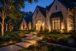 Sample outdoor landscape and architectural lighting at a DFW home